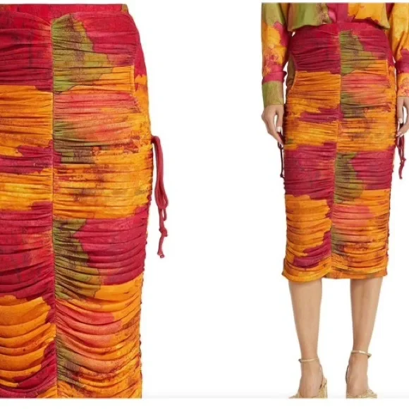 Vibrant Multicolor Ruched Skirt - Picture 1 of 5